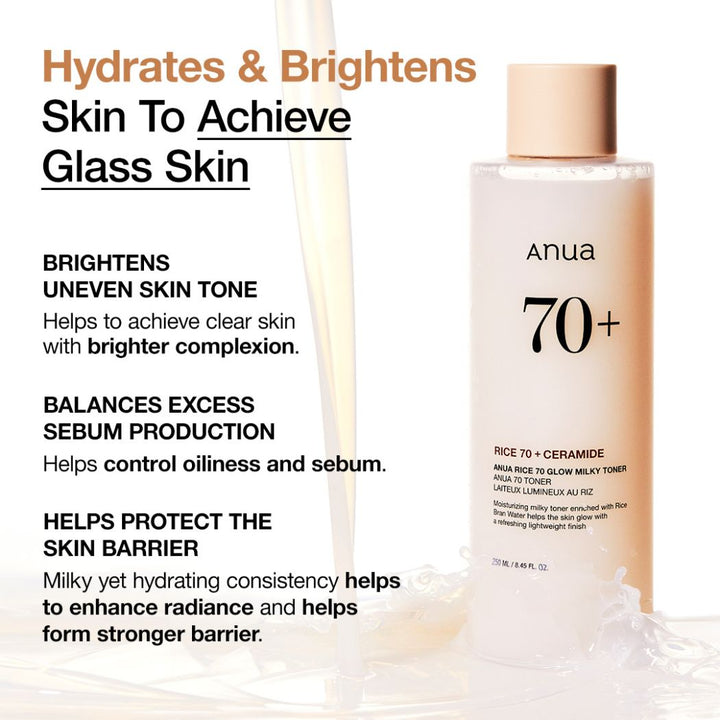 Anua Rice 70+ Glow Milky Toner 250ml